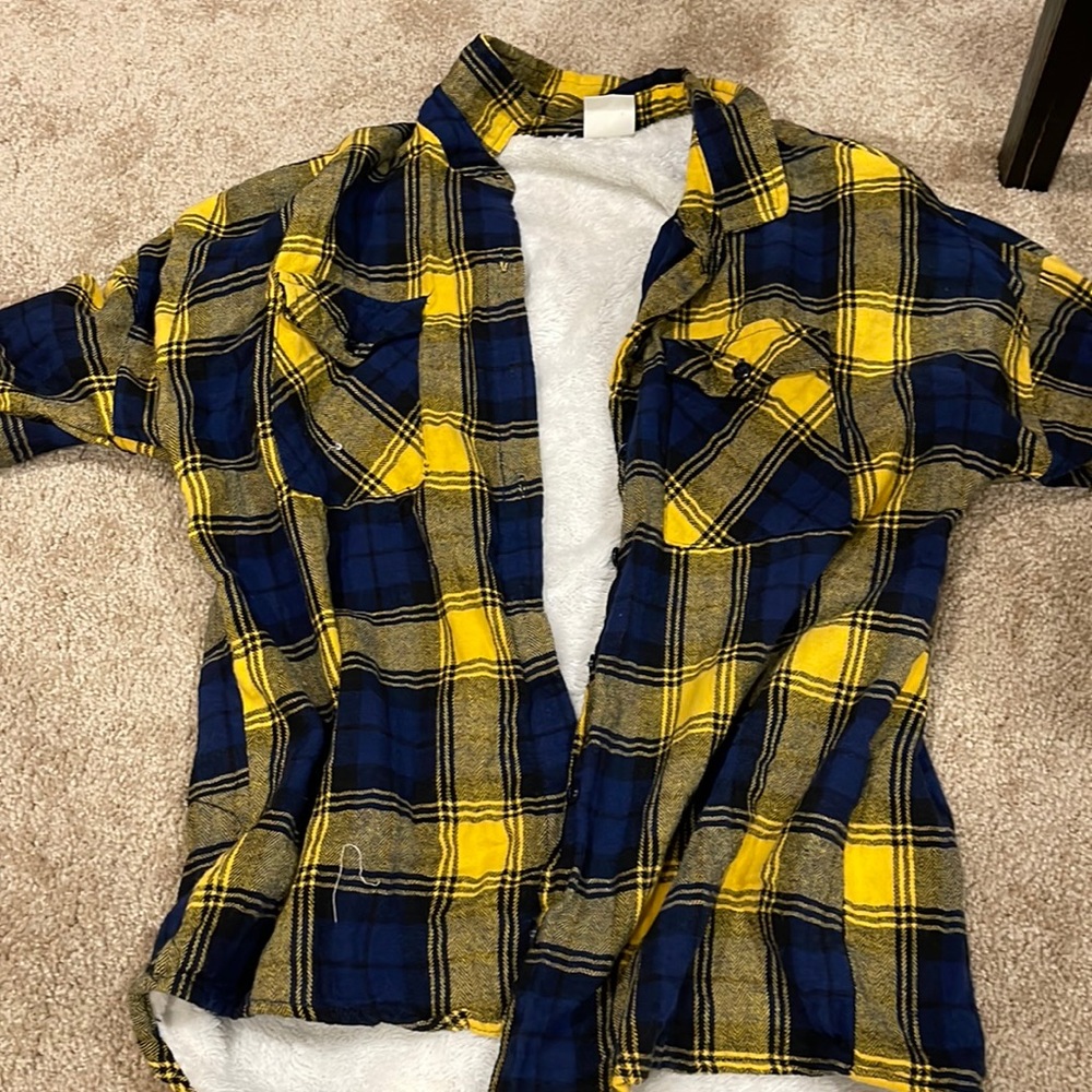 Yellow and Blue Fur Flannel
